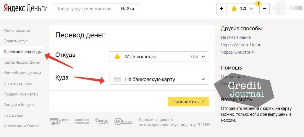 Пополнение карточки Сбербанка через Яндекс.Деньги