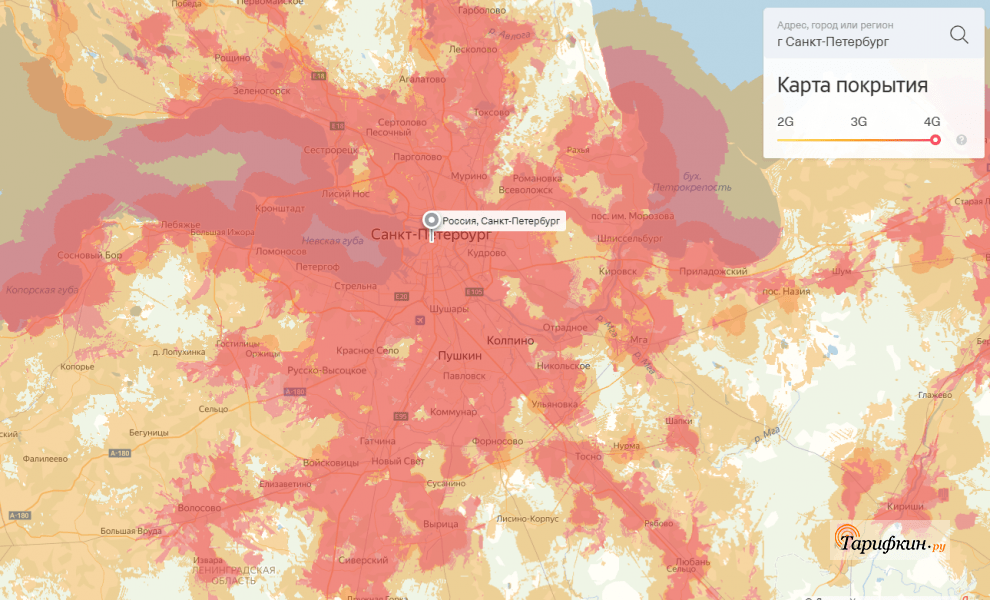 Карта зоны покрытия тинькофф мобайл