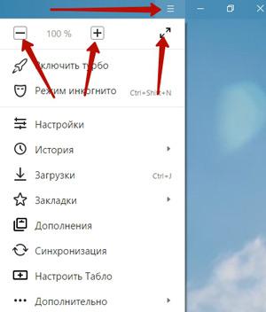 Изменение масштаба в Яндекс