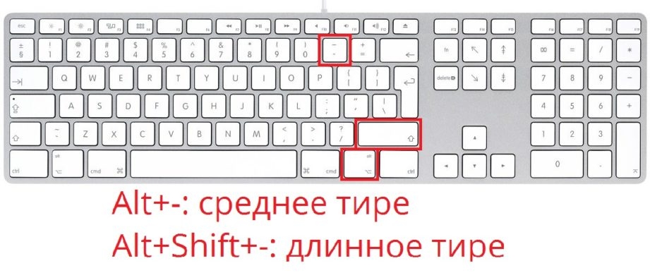 как ввести длинное тире на клавиатуре Mac