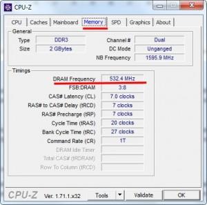 Реальная частота работы оперативной памяти в CPUID CPU-Z
